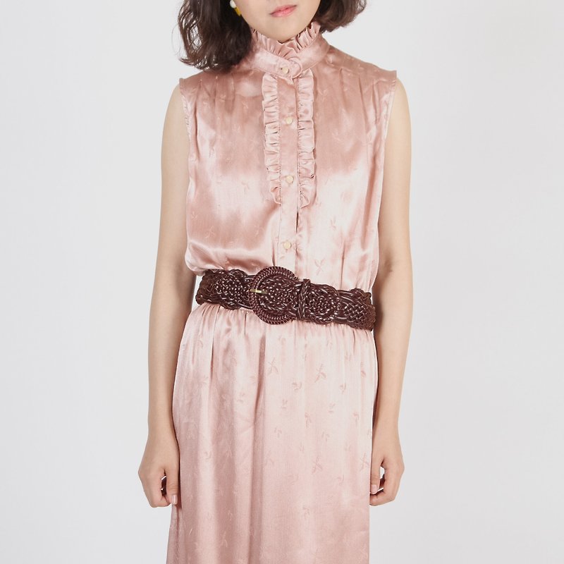 [Egg plant ancient] elegant princess plain color sleeveless vintage dress - One Piece Dresses - Polyester 