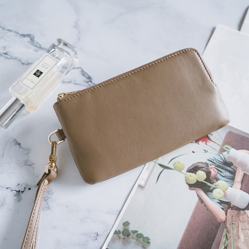 真皮手提輕便萬用袋 手拿包 X1025 灰N - 錢包/皮夾/長短夾 - 真皮 灰色