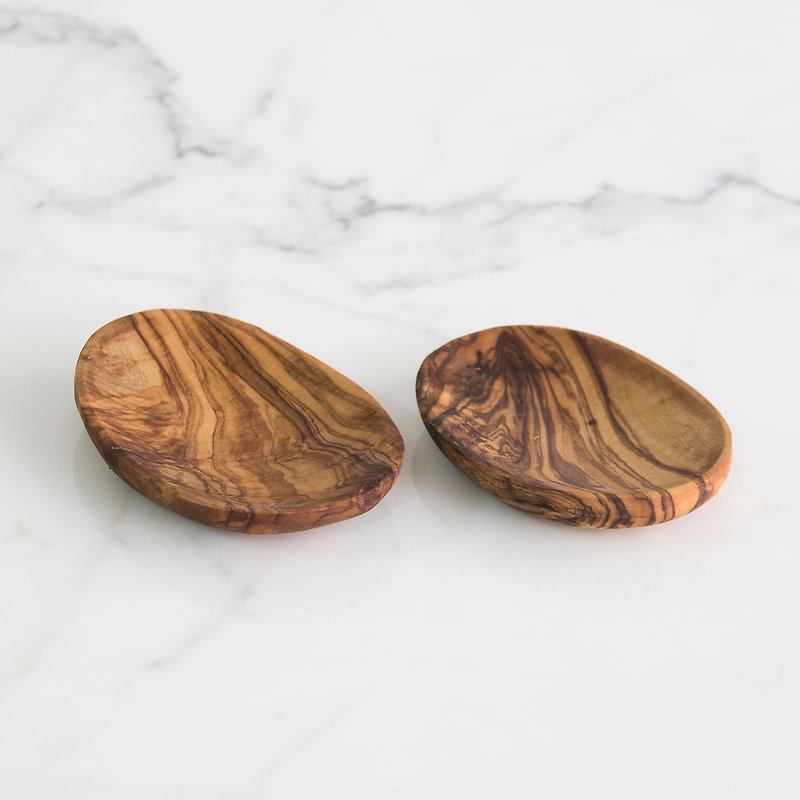 Egg-shaped oval dish, olive wood small dish - two-piece group - ตะหลิว - ไม้ สีนำ้ตาล