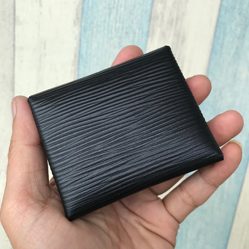 水波紋牛皮 黑色 零錢包 隱藏磁鐵版本 - black - 零錢包/小錢包 - 真皮 黑色
