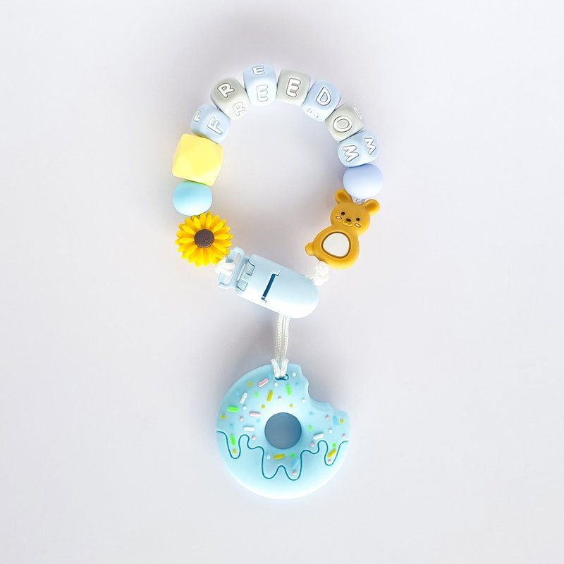 FREEDOM 雛菊 兔子 藍色甜甜圈固齒器 / 客製化奶嘴鏈 - 寶寶/兒童玩具/玩偶 - 其他材質 多色