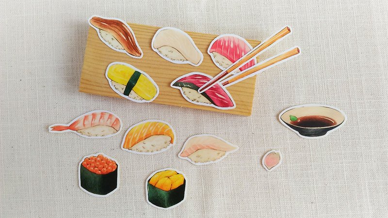 Sushi sticker set - สติกเกอร์ - กระดาษ หลากหลายสี