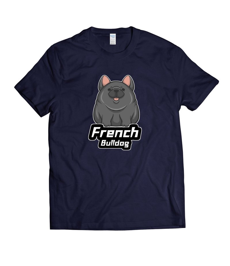 可愛胖嘟嘟法鬥 黑法鬥-T-shirt 白/黑/灰/藏青 - 男 T 恤 - 棉．麻 多色