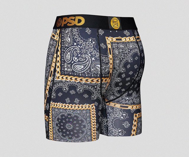 PSD Underwear BANDANA- Boxer Pants-Paisley Pattern-Luxury Black