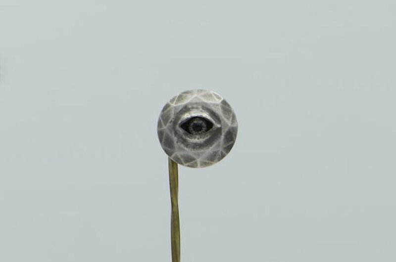 stare stone Pierce_1 (s_m-O.46) 銀 玻 眼 睛 目 穿孔耳环 寶石 sterling silver glass eye - 耳環/耳夾/耳骨夾 - 純銀 銀色