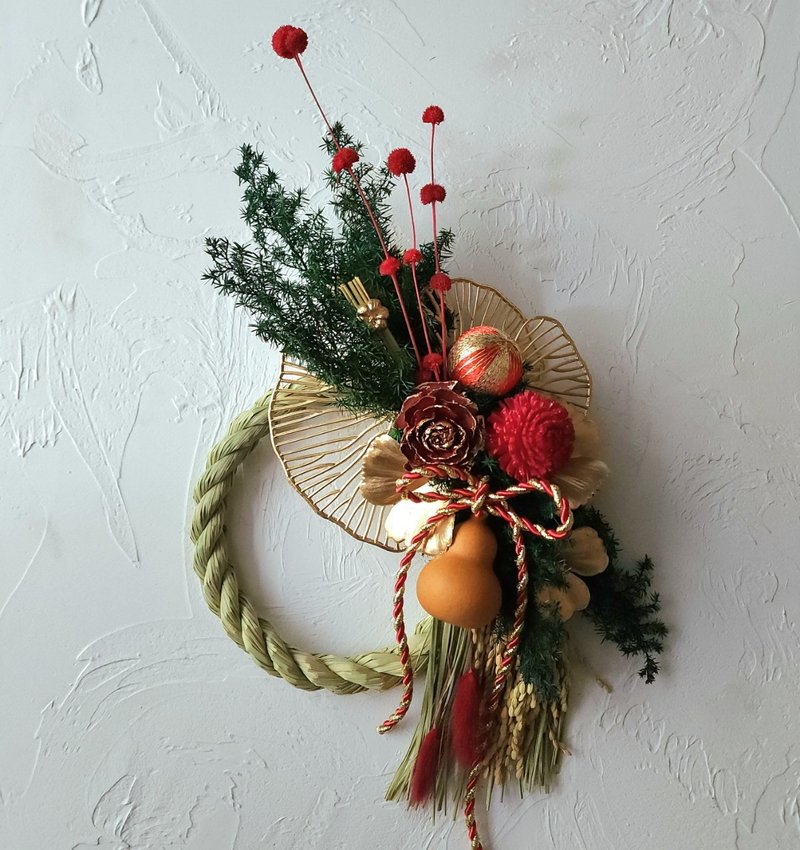 Full of happiness with rope│New Year’s greetings and flowers│Home decoration│New Year’s blessings - Dried Flowers & Bouquets - Plants & Flowers Red