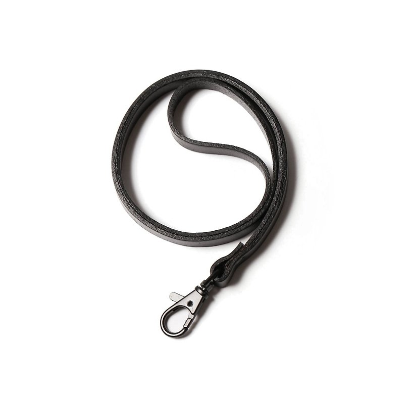 【icleaXbag】1 CM Leather Strap (Black) DG52 - ที่ใส่บัตรคล้องคอ - หนังแท้ สีดำ