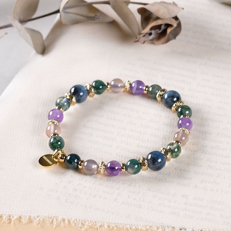 Devil aquamarine water grass agate amethyst gray agate bracelet natural ore crystal - Bracelets - Gemstone Multicolor