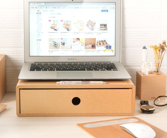 パソコンスタンド PC台 引き出し収納付き - ショップ mifo wood