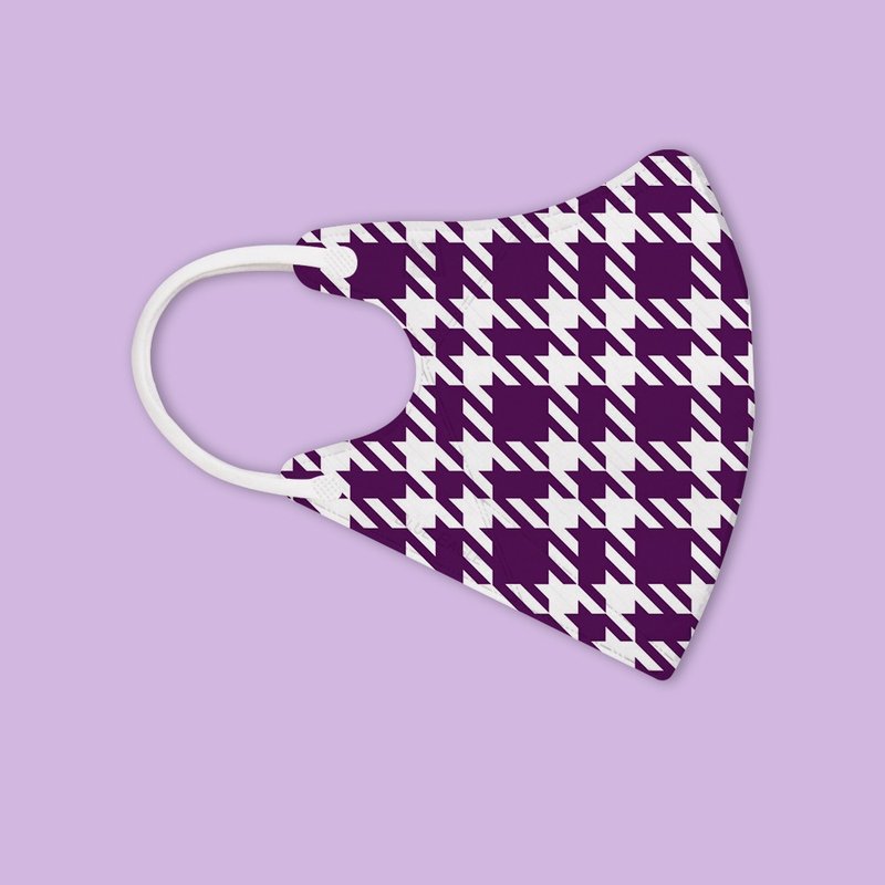 Blue Eagle N95 3D Adult Medical Face Mask | Houndstooth Purple Iris 10 pack - หน้ากาก - วัสดุอื่นๆ สีม่วง