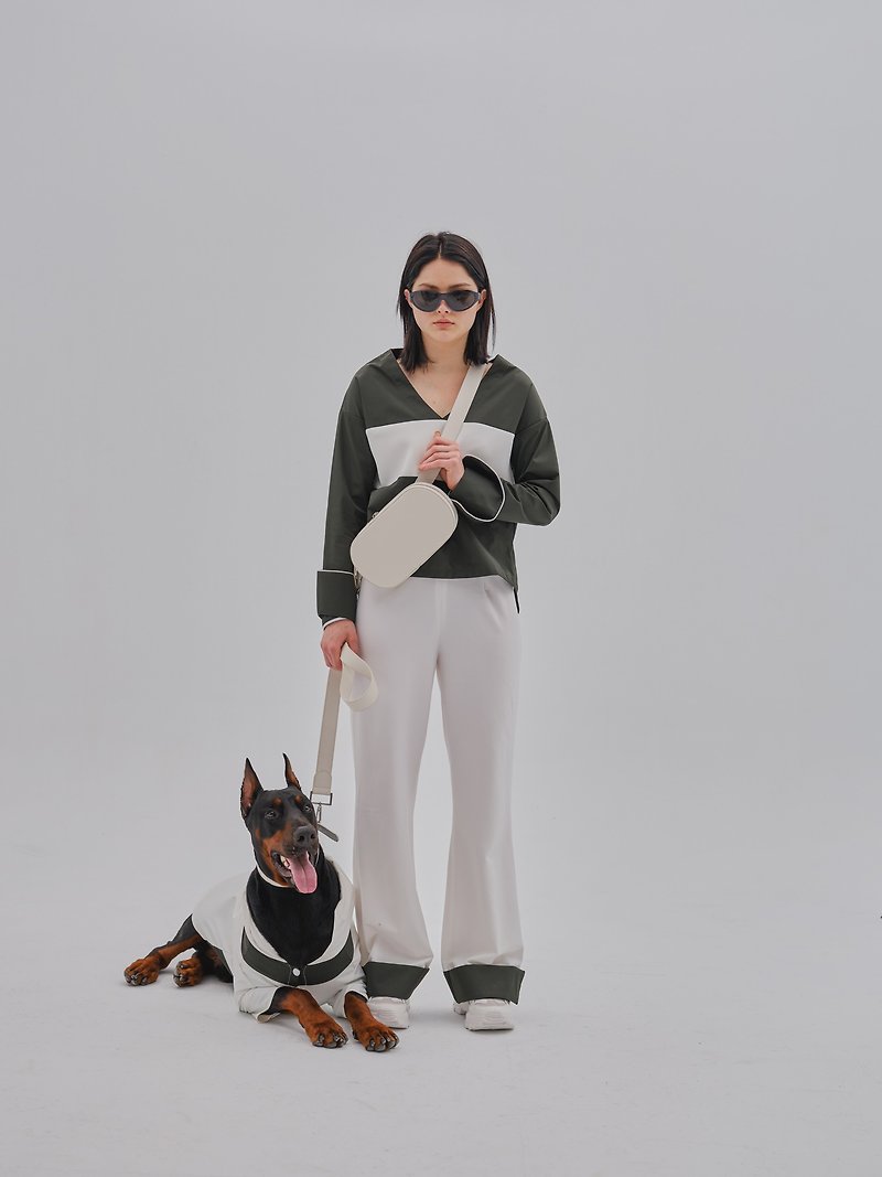 PEHOM Multifunctional Pet Leash | Eco Leather Adjustment - White