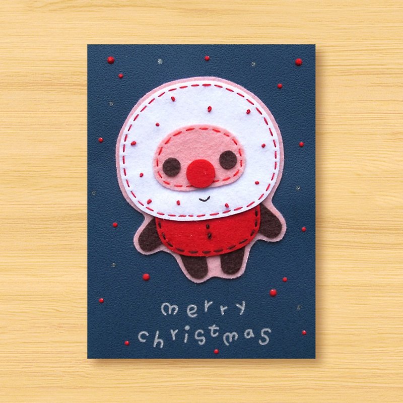 Handmade card _ cosmic cute Santa Claus... Christmas card, Christmas - การ์ด/โปสการ์ด - ไฟเบอร์อื่นๆ สีน้ำเงิน