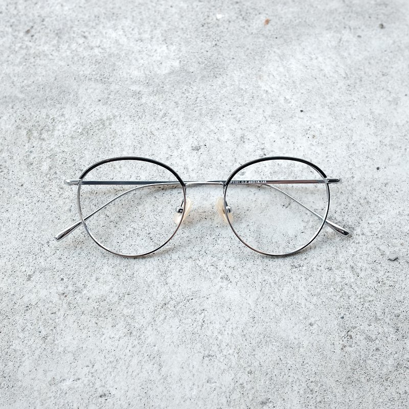 【目目商行】日本新框 鈦金屬＋板材 精緻細框 超輕鈦框 黑銀 - 眼鏡/眼鏡框 - 其他金屬 灰色