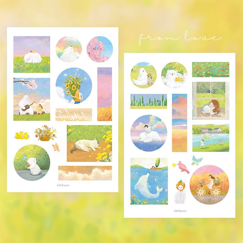 Cozy Illustration Sticker Sheet 2 pcs | Bullet Journal Stickers, Planner Sticker - สติกเกอร์ - กระดาษ หลากหลายสี