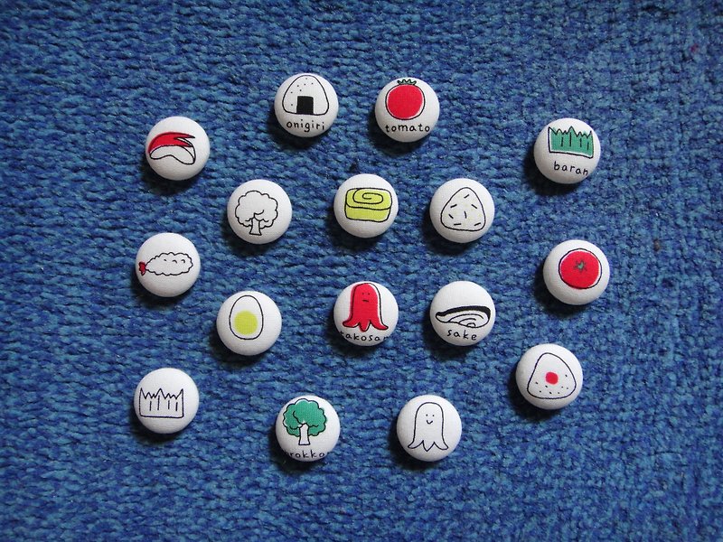 Japanese cloth limited conveyor belt sushi button badge C40DVX37 - Badges & Pins - Cotton & Hemp White
