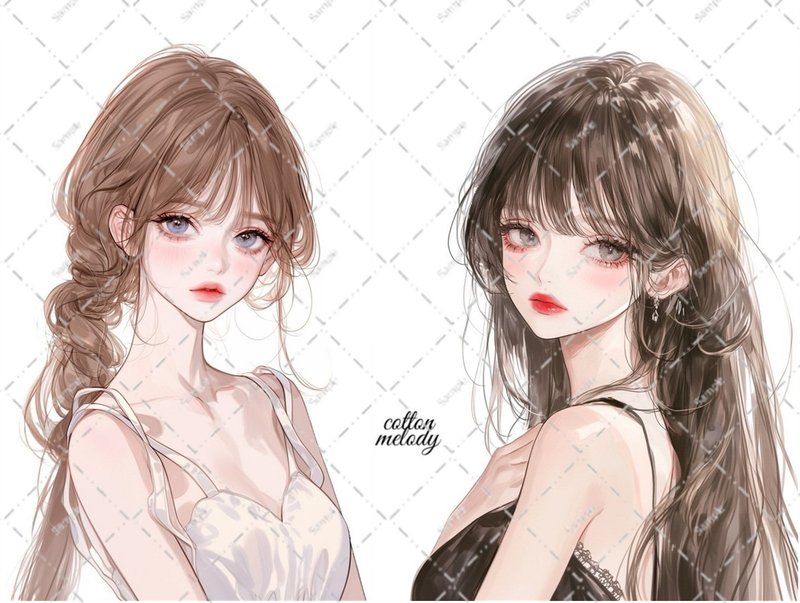 original sticker no.6602 人物ステッカー オリジナルステッカー 人物ステッカー 女の子ステッカー オリジナル人物ステッカー - 貼紙 - 紙 