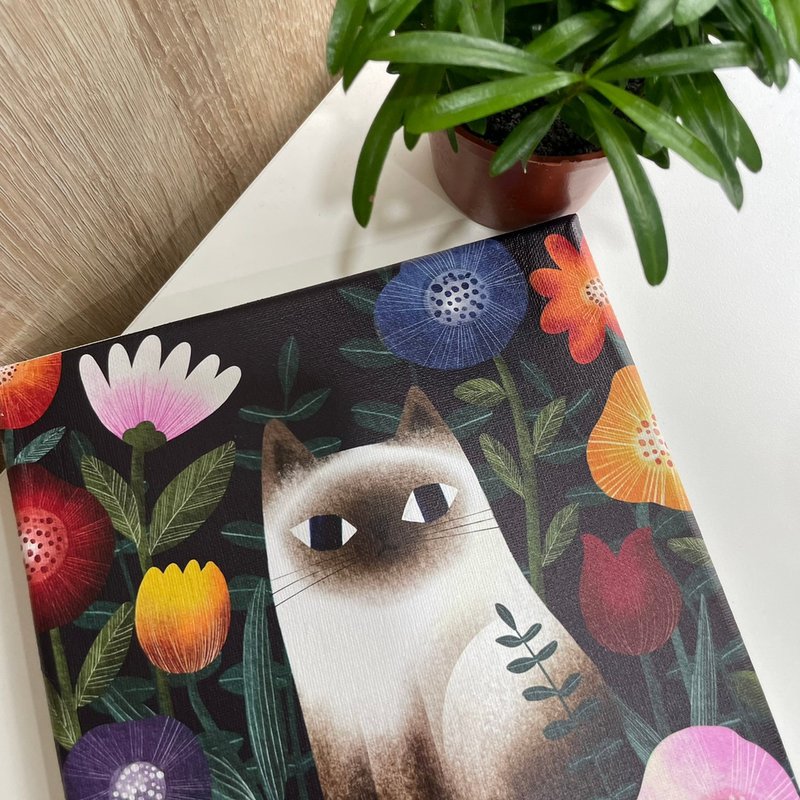 【Flora原創設計】花喵 | 20×20CM 無框畫 - 海報/掛畫/掛布 - 棉．麻 藍色