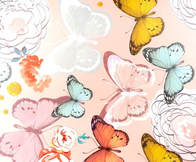 Floral Butterfly Spring Wrapping Paper