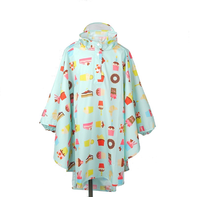 防水透氣印花兒童雨衣-快樂點心 - 雨傘/雨衣 - 聚酯纖維 藍色