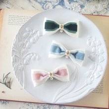 アンナのティーパーティー - リボンボウスプリングヘアクリップヴィンテージフレンチスタイルかわいい小