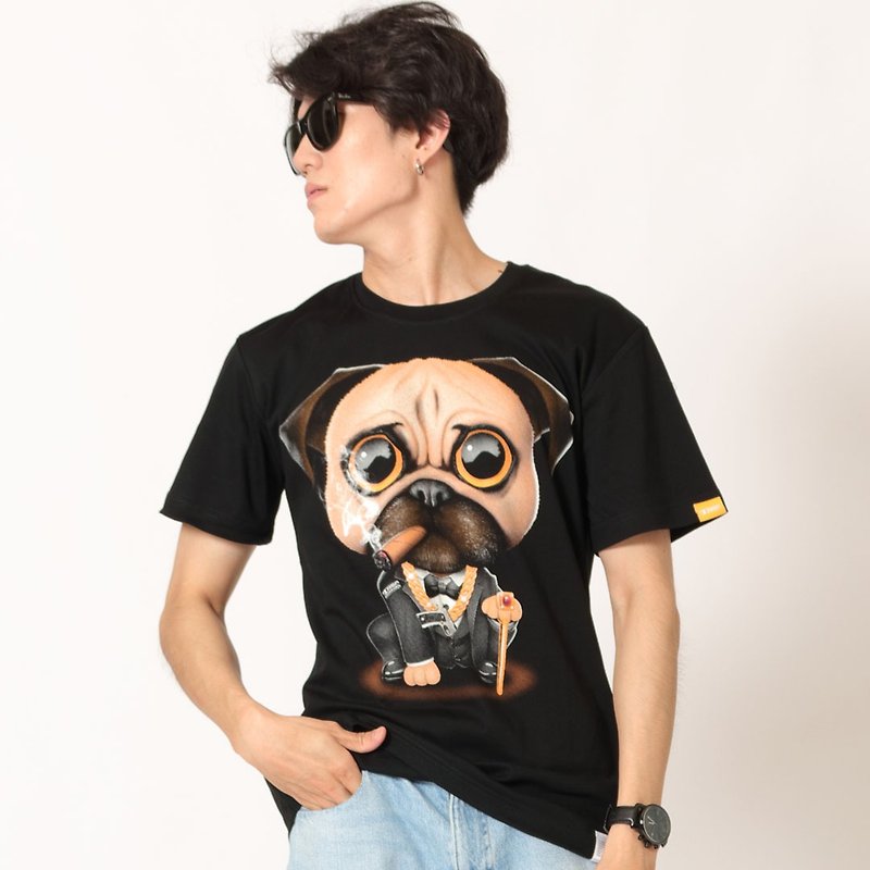 GOD PUG / Extreme Pug - เสื้อยืดผู้ชาย - ผ้าฝ้าย/ผ้าลินิน 