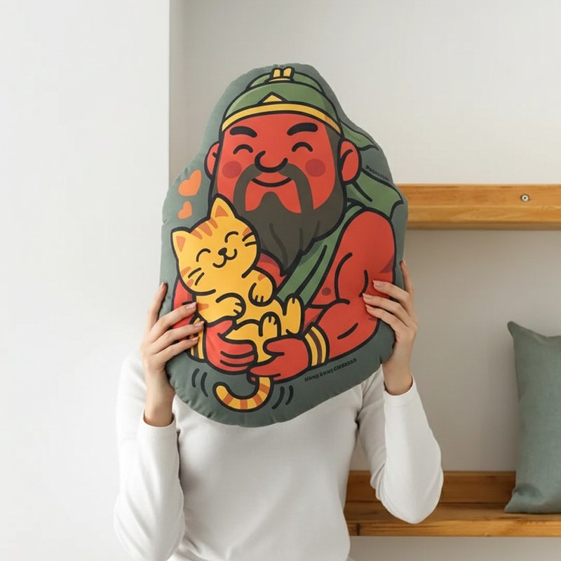 抱抱神明抱枕 | 關帝&赤兔 | 港神港地 | 香港神明 - 枕頭/抱枕 - 棉．麻 橘色
