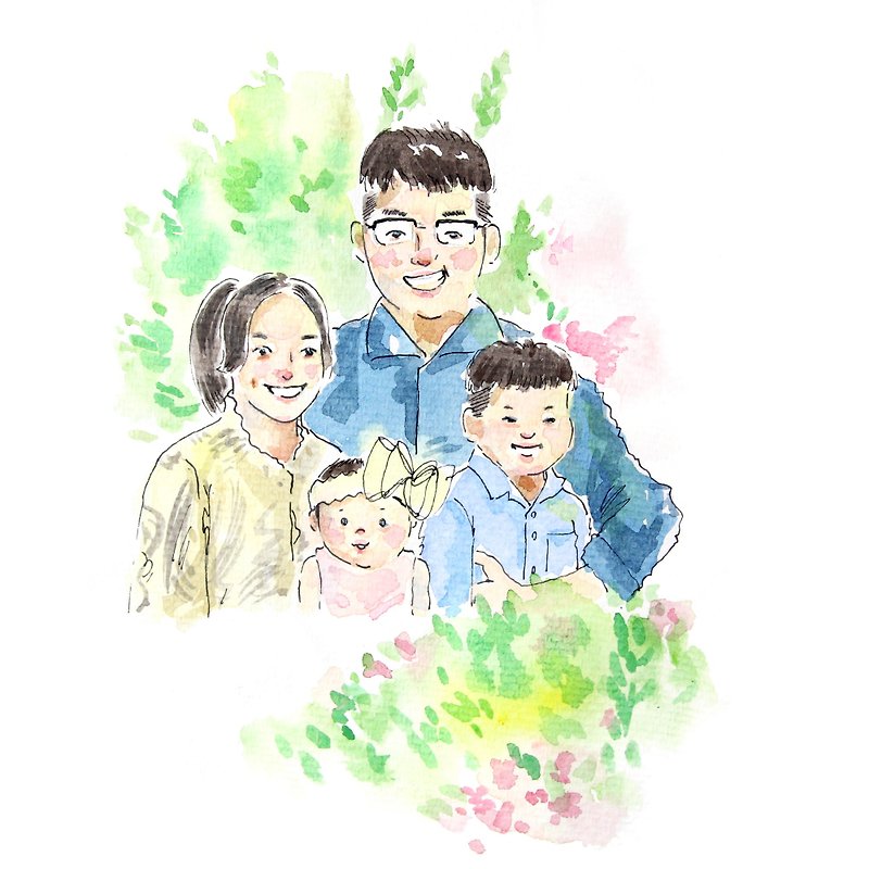 Watercolor-like painting* Customized gift/Mother’s Day/Wedding/Lover/Family Portrait/Graduation - ภาพวาดบุคคล - กระดาษ หลากหลายสี
