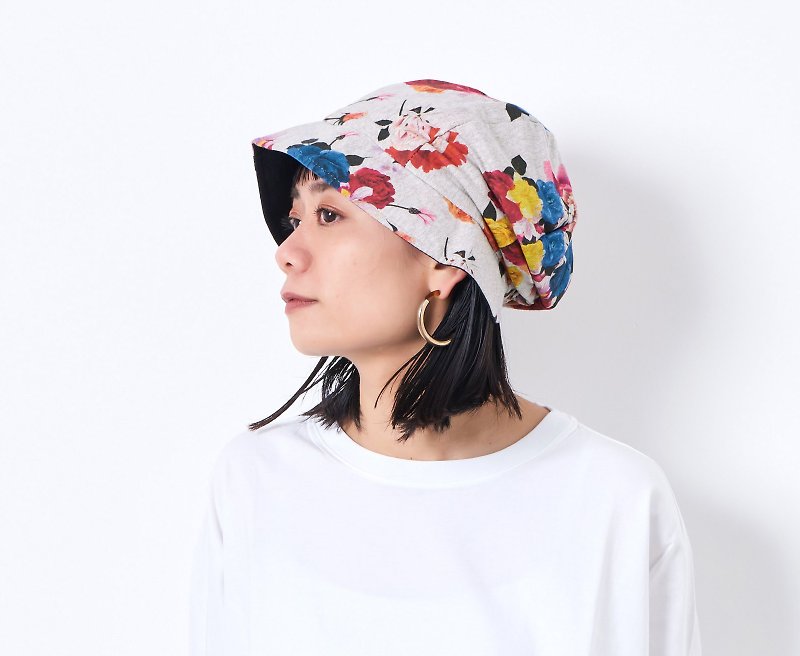 Womens Organic Cotton Sun Hat, Floral Beanie, Chemo Head Cover, Summer Cap