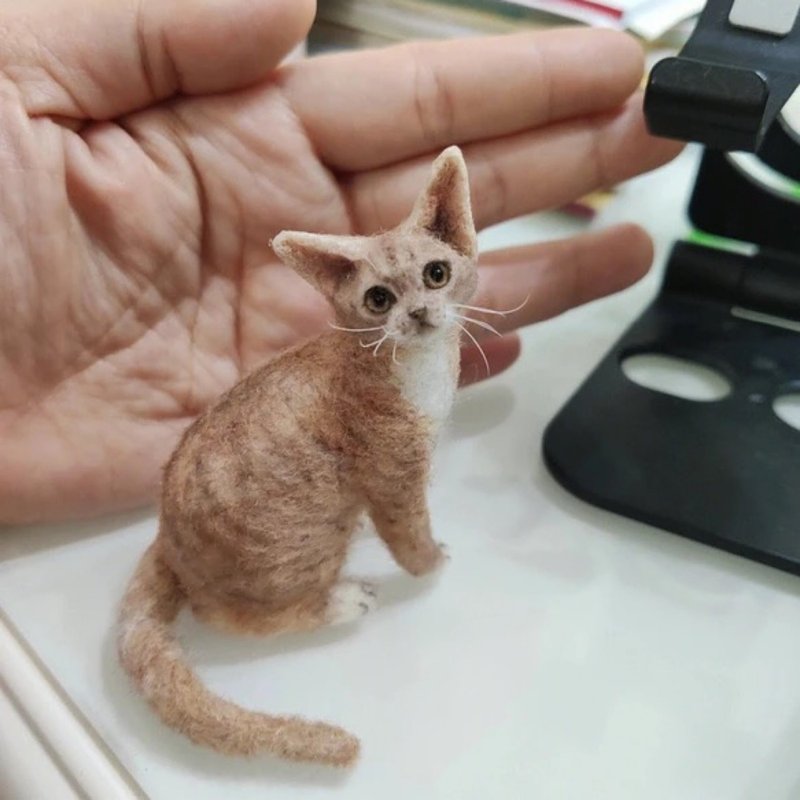 客制化逼真猫 羊毛氈 寵物 娃娃 定制 手工 狗狗猫咪 毛小孩  60 - 貓/狗玩具 - 羊毛 多色