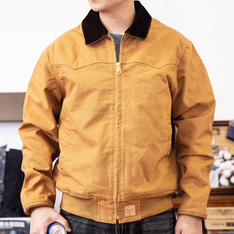 工裝夾克 J14 復古工裝外套 帆布 翻領 Jacket - 男夾克/外套 - 棉．麻 黃色