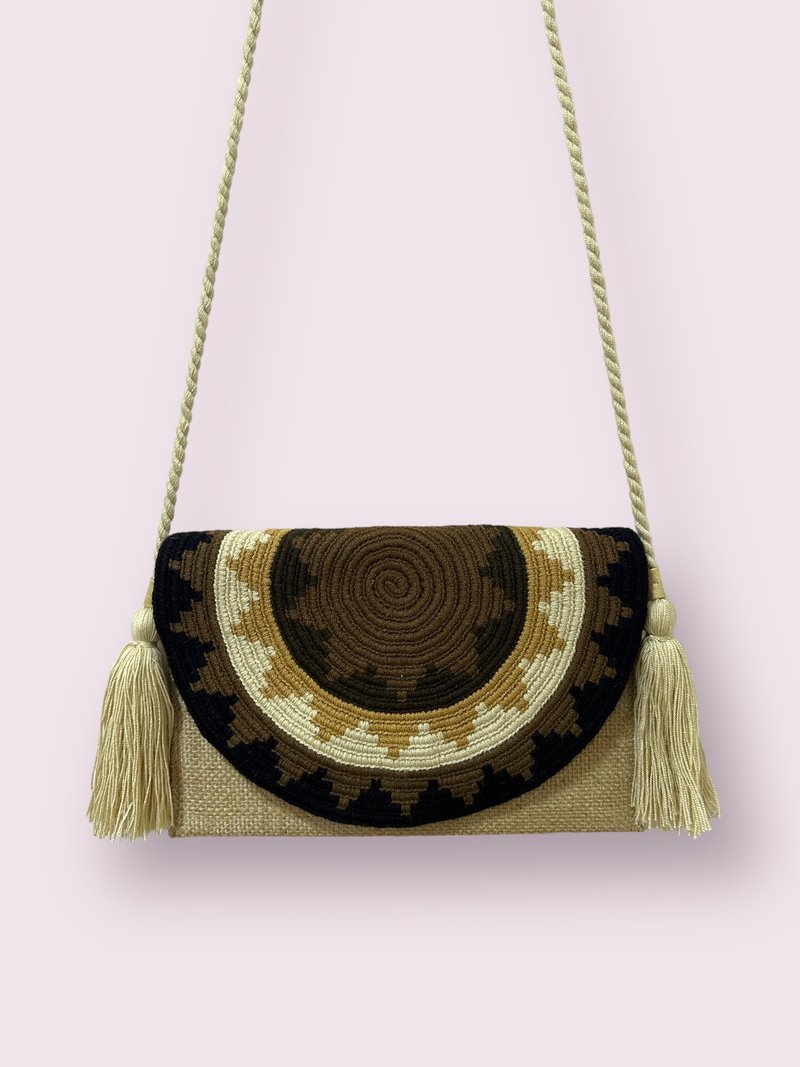 Wayuu Flap Crossbody Bag - กระเป๋าแมสเซนเจอร์ - ผ้าฝ้าย/ผ้าลินิน หลากหลายสี