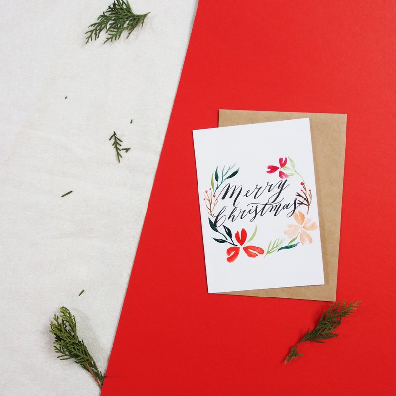 Mstandforc Christmas Wreath賀卡｜卡片｜聖誕卡｜賀卡｜聖誕 - 卡片/明信片 - 紙 多色