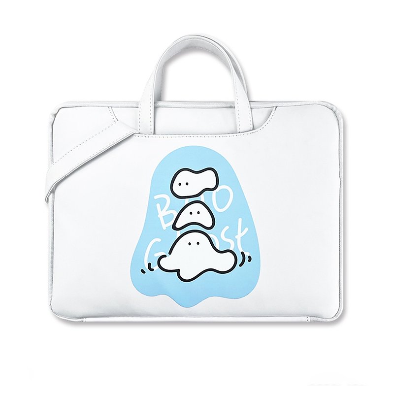 Cute little ghost one-shoulder messenger bag computer bag commuter bag computer protection - กระเป๋าแล็ปท็อป - หนังเทียม 