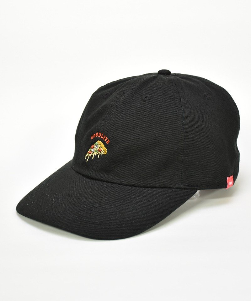 グッドライフトーキョー'PIZZA'刺繍CAP/BK - 帽子 - 棉．麻 黑色