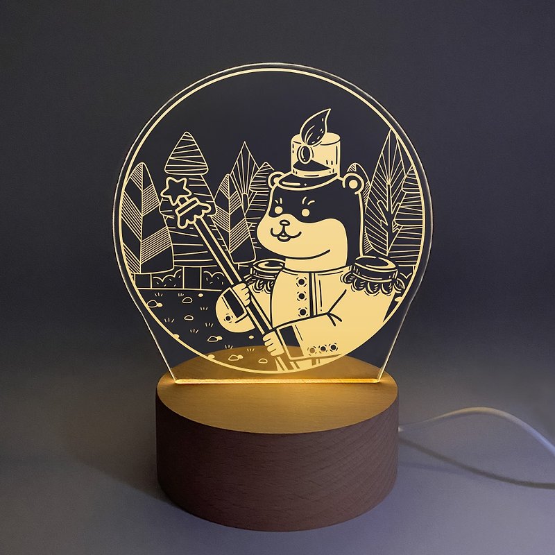 Animal forest band night light a variety of optional wooden base stepless dimming - โคมไฟ - ไม้ สีส้ม