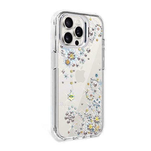 apbs 雅品仕 水晶彩鑽手機殼 iPhone15 14 13 12系列軍規防摔水晶手機殼附隱形立架-雪絨花