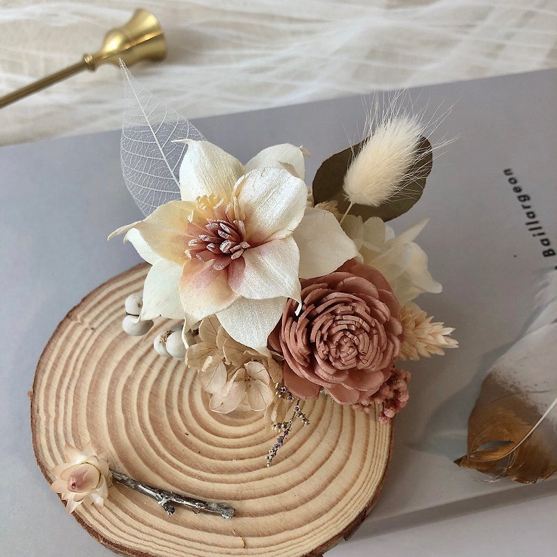 Lotus root powder chanson eternal flower business card holder opening ceremony gift - ช่อดอกไม้แห้ง - พืช/ดอกไม้ สึชมพู