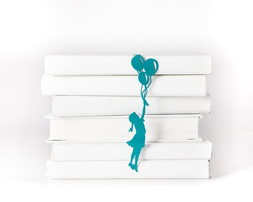 Design Atelier Article Amazing Bookmark // A Girl with Balloons // unique present // FREE SHIPPING //
