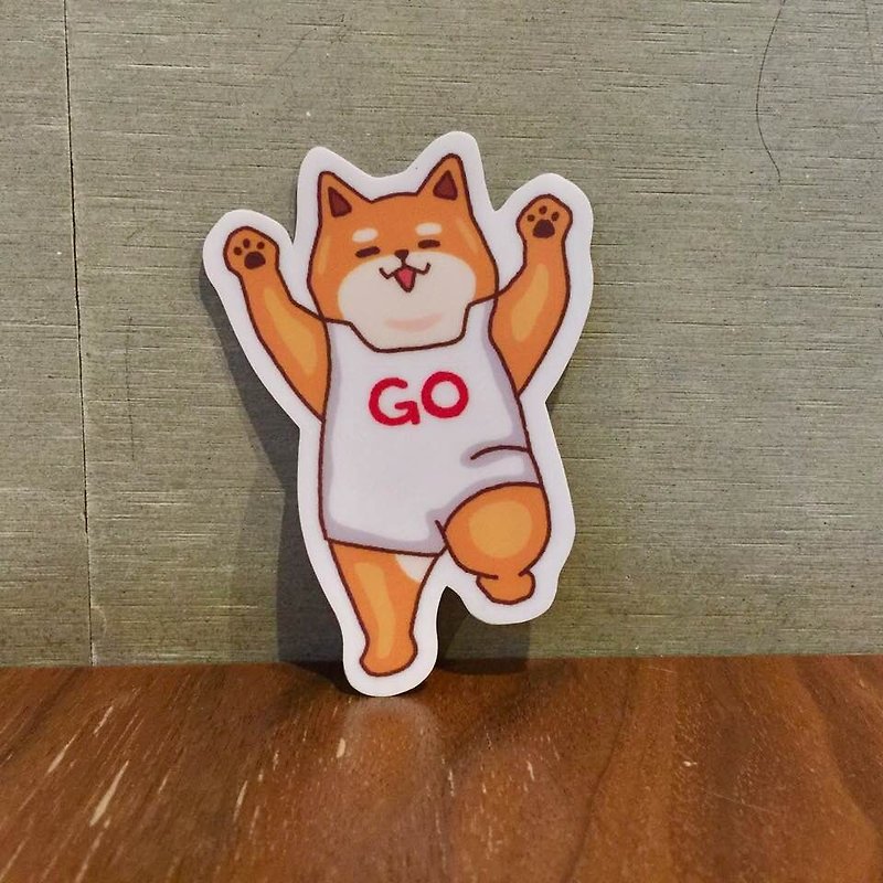 Shiba Inu Daily GO Small Waterproof Sticker SS0052 - สติกเกอร์ - กระดาษ สีส้ม
