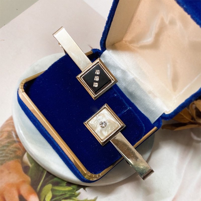 【ウエスタンアンティークジュエリー】メタリックネクタイピンマザーオブパールラインダイヤモンドメンズジュエリーネクタイ - ネクタイ・ネクタイピン - 貴金属 シルバー