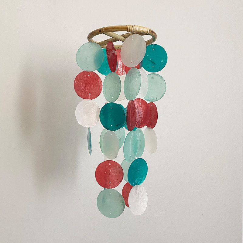 DIY-KIT|Santa Off. Boutique(S)-Green-Circle|Capiz Shell Wind Chime Mobile|#0-516 - อื่นๆ - เปลือกหอย สีเขียว