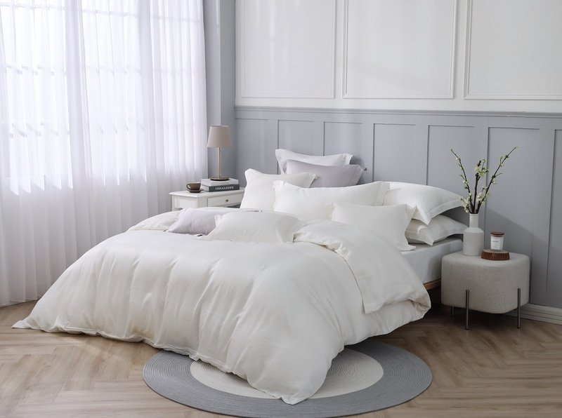 [Enke Home] Pearl White 400 Woven Tencel Lyocell Series Bed Pack Pillowcase Set Bed Pack Quilt Set - เครื่องนอน - วัสดุอื่นๆ 