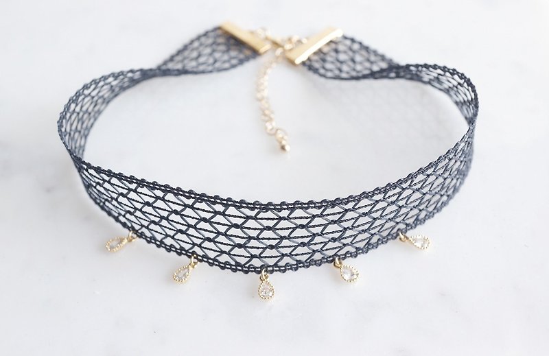 [Black Crochet Choker] - Necklaces - Other Metals Black