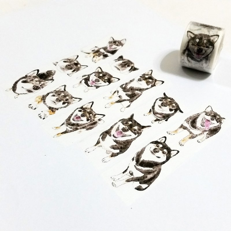 Jielin Washi Tape Black Shiba Inu - มาสกิ้งเทป - กระดาษ 