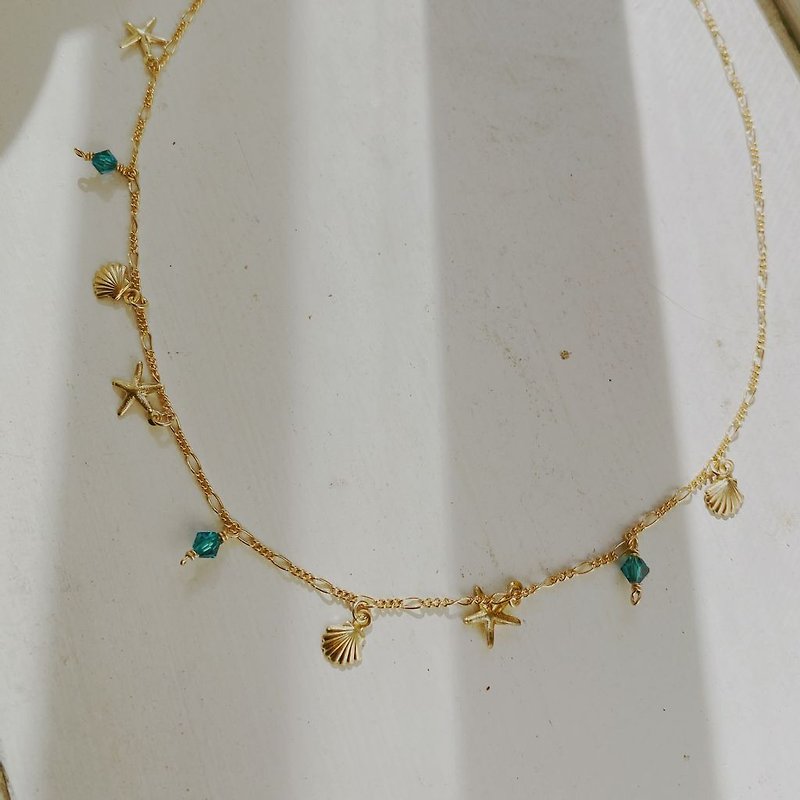 14KGF- sea woman necklace Marina necklace - Necklaces - Precious Metals 