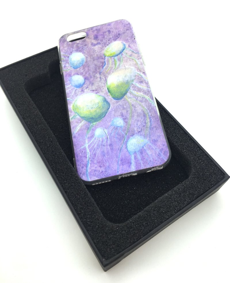 水母的遊戲 插畫雙料手機殼  - 手機殼/手機套 - 塑膠 紫色