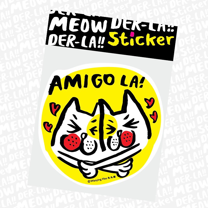 Marumaru Cat Big Sticker AMIGO LA - สติกเกอร์ - วัสดุกันนำ้ 