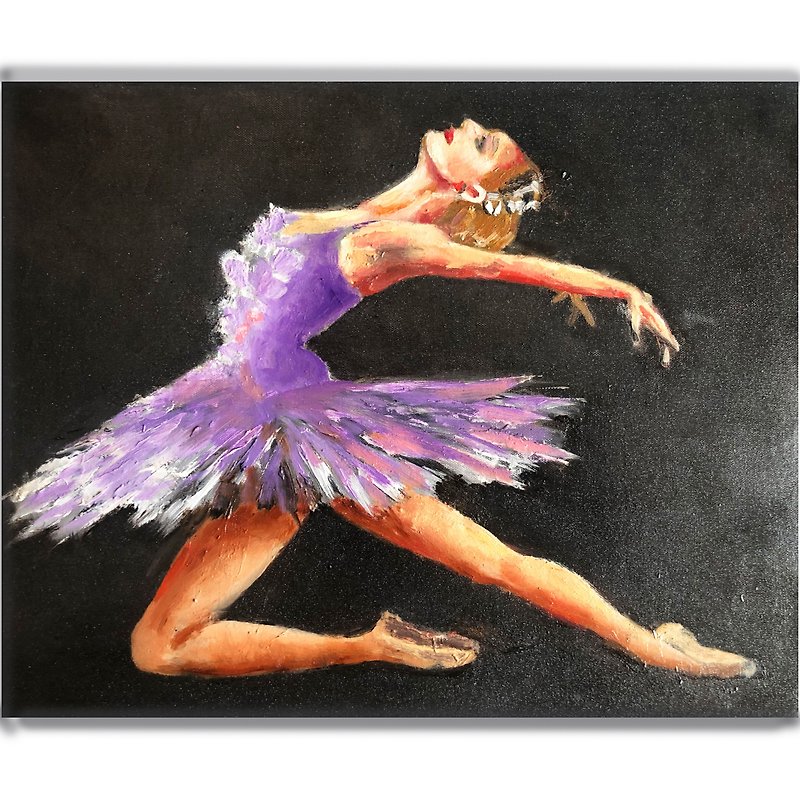 Dancing girl painting, Handmade oil painting, Ballerina Original art - โปสเตอร์ - ผ้าฝ้าย/ผ้าลินิน 