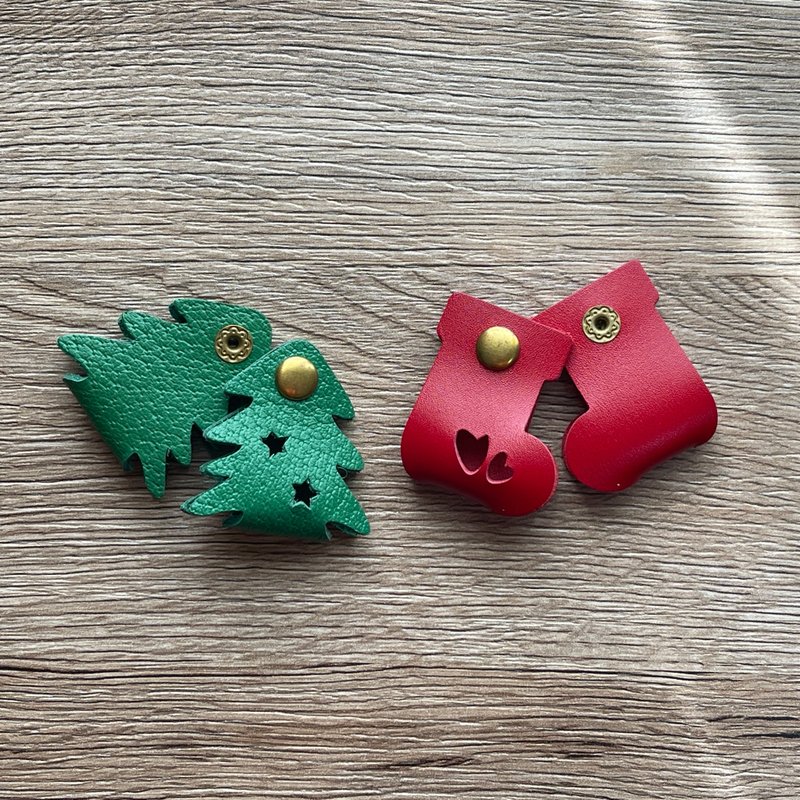 Christmas Leather Cord Organizer Cable Winder Christmas Gift Exchange Gift (Set of 2) - Cable Organizers - Genuine Leather 