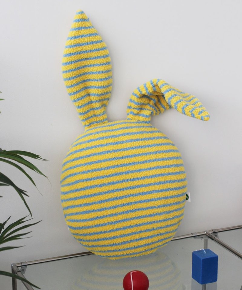 stripe rabbit ear cushion - yellow - หมอน - อะคริลิค สีเหลือง